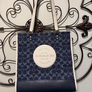Coach Blue and Cream Signature Tote